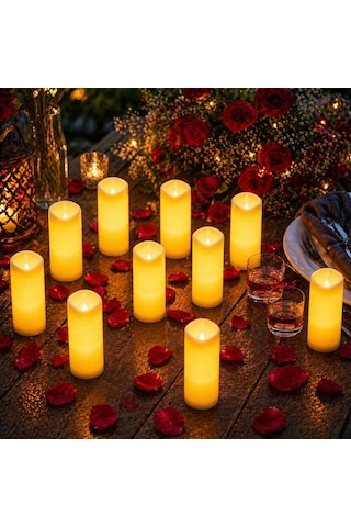 Yüksek Kalite 11 Adet 15 Cm Led Işıklı Mum Gün Işığı Alev Efektli Titrek Yanan Led Mum Büyük Boy