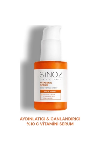 Sinoz Aydınlatıcı Canlandırıcı %10 C Vitamini Yüz Serumu 30 ML