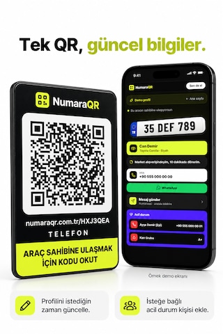 Numaraqr Qr Kodlu Araç Numaratörü Sticker Cam Içi Park Numarası