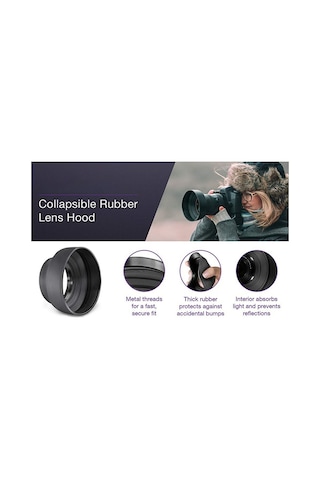 Nikon 18-105mm Lens Için 67mm 3 Kademeli Ayarlanabilir Kauçuk Parasoley Rubber Hood