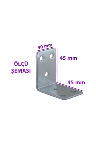 8 Adet Mobilya Eşya Dolap Duvar Sabitleyici Köşe Bağlantı L Demir Gönye Deprem Güvenliği 45x45x30mm