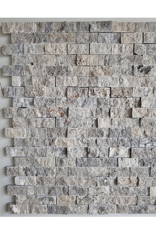 Gümüş 2,5X5 Fileli Patlatma Taş Duvar Kaplaması