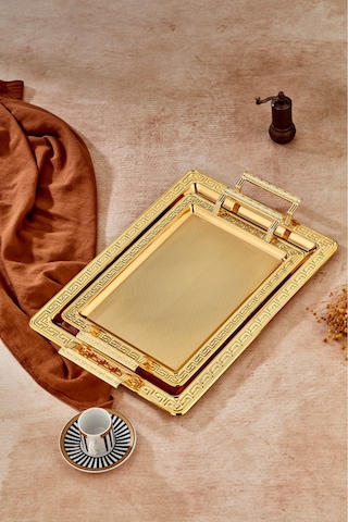 Cooker Özel Lüx Kare Paslanmaz Çelik Gold Tepsi Büyük Boy 100x120 Cm Altın