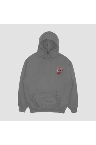 Unisex Gri Snakeman Baskılı Hoodie Oversize Kapşonlu Sweatshirt Gri