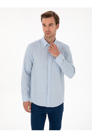 Cacharel Açık Mavi Slim Fit % 100 Pamuk Gömlek Denım