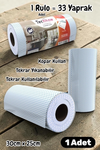 Technow 33 Yaprak Kopar Kullan Rulo Hassas Temizlik Bezi Mavi 25x30cm 1 Rulo Adet Pembe