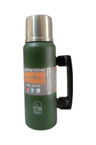 1.0 Litre Kulplu Paslanmaz Çelik Avcı Termos Yeşil Yeşil