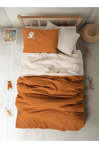 Cotton Box Cuddly Nakışlı Bebek Nevresim Takımı Clever Bej
