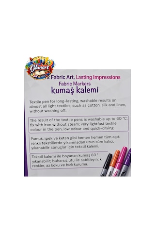 6 Renk Kumaş Kalemi , Tekstil Kalemi 6 Renk Fabric Marker