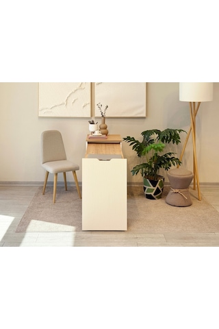 Montreal Katlanabilir Çalışma Masası Krem Sedef 50x80x144 Cm Atlanltik Çam