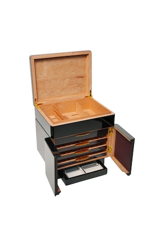 Premiumquality Buenos Siyah-kahverengi Sedir Humidor Puro Kutusu - Trm5008
