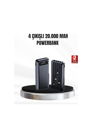 Powerbank 20000 Mah Led Fenerli Ve Çoklu Güvenlik Korumasına Sahip