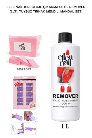 Kalıcı Oje Sökücü Remover 1 Litre Ve Tüy Bırakmayan Tırnak Pedi 1000'li Set