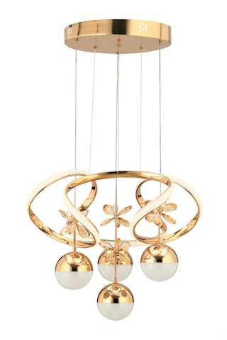 İstanbul Avize Rodin 4'lü Gold Sarkıt Beyaz Power Led Taşlı Ledli Avize