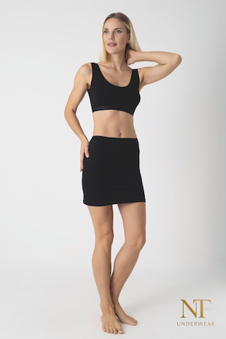 Nt Underwear Bambu Mini Etek Astarı, Mini Jupon - Doğal Kumaş, Modern Kalıp. Siyah