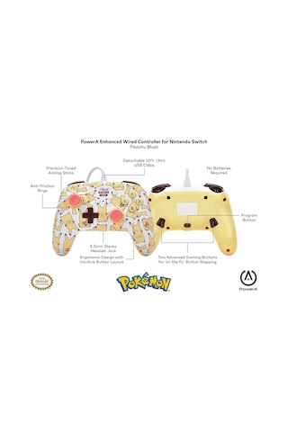 Nintendo Switch Kablolu Oyun Kolu Lisanslı Pikachu Blush