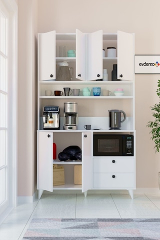 Silva Kahve Köşesi Çok Amaçlı Dolap Beyaz Beyaz