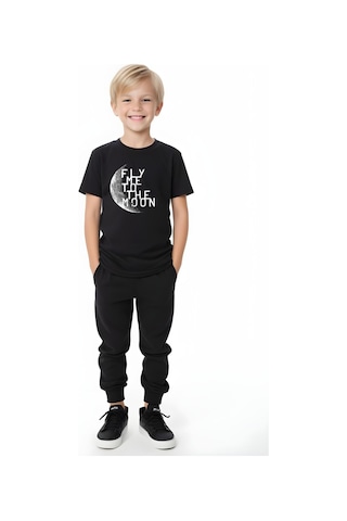 Fyk Kids Erkek Çocuk 3'lü Yuvarlak Yaka The Moon-never-the Most Yazı Baskılı Alt-üst Yazlık Takım Çok Renkli