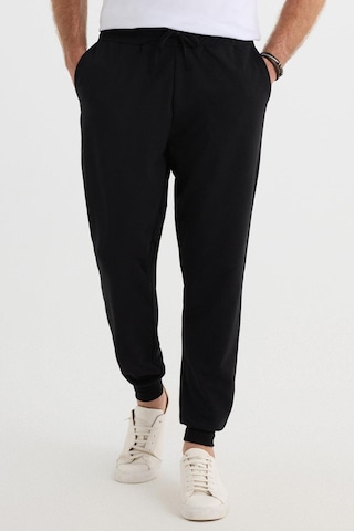 Tudors Erkek Regular Fit Klasik Kesim Beli Bağcıklı Jogger Cepli Lastikli Paça Siyah Eşofman Altı-40063 Siyah