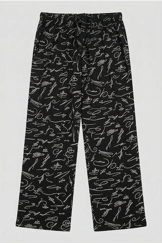 Aura Collections Kadın Viskon Pamuklu Pijama Altı Soft Örme Mevsimlik Ev Pantolonu Siyah