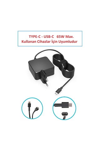 Notebook Adaptör Type-c - Servis Tag Type Model Adlx65ydc3d Muadili İle Uyumlu