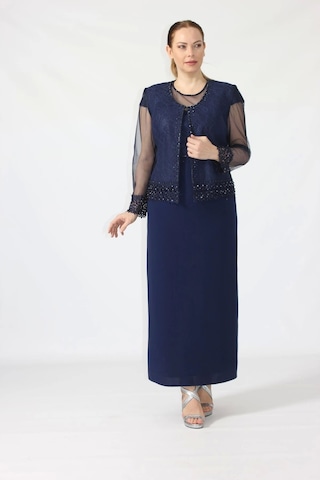 Moda Berray 3293 Lacivert Pullu Nakış Detaylı Abiye Ceket-elbise Takım 46 Beden Çok Renkli