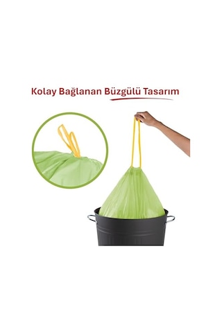 Yasemin Kokulu Orta Boy Büzgülü Çöp Poşeti 15&apos Li 55x57 Cm, Kolay Bağlanır Kokulu Büzgülü Orta Boy Çöp Torbası, Sızdırmaz, Yırtılmaz, Geri Dönüştürülebilir Atık Torbası, Güçlü Çöp Poşeti