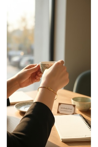 Altın Kaplama Aşk Düğümü Kelepçe Bilezik - Minimalist Sonsuzluk Düğümü Kadın Kelepçe Bileklik Gold