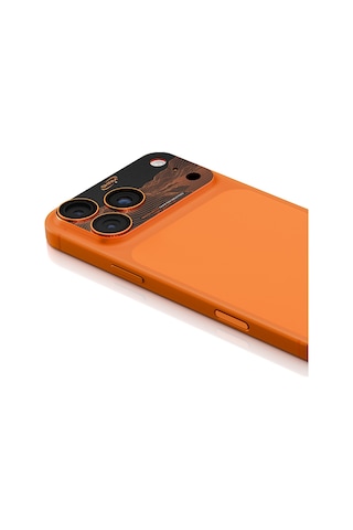 Apple Uyumlu   iPhone 17 Pro Max Skinarma Sonix Serisi Alüminyum Kaplamalı Kamera Lens Koruyucu Turuncu