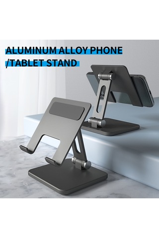 Yaleker Alüminyum Allow Tablet Ve Telefon Tutucu: Taşınabilir Katlanabilir, Sağlam Kaymaz, Açı Ayarlanabilir - Gri