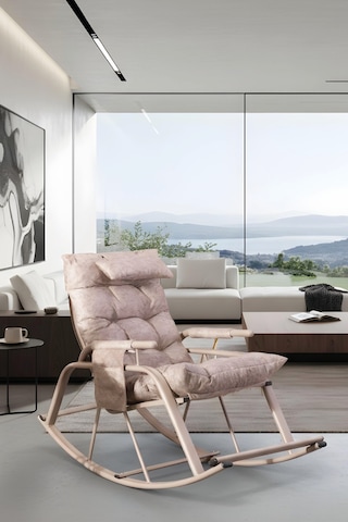 Lumis Garden Sallanan Sandalye, Metal Ayaklı Tv Koltuğu, Sallanan Tekli Koltuk Krem