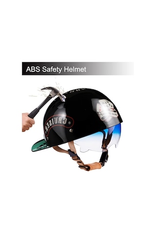 Beyzbol Kapağı Motosiklet Yarım Kask, Moda Vintage Street Yetişkinler Erkek Kadın Açık Yüz Beyaz