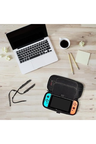 Nintendo Switch İçin Sert Taşıma Çantası, 20 Oyun, Konsol Ve Aksesuar İçin Saklama Alanlı Koruyucu Kılıf - Siyah