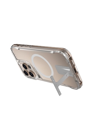 Apple iPhone 16 Pro Uyumlu Kılıf Magsafe Wireless Şarj Özellikli Şeffaf Standlı Telefon Kılıfı