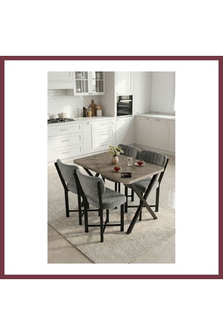 Storeşahin Elma Masa Seti Gri Antrasit 110x70 Cm Shn0720 Gri - Antrasit