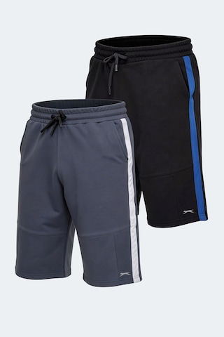 Slazenger Polona 2 Li Set Erkek Cepli Kapri Şort Siyah - Koyu Gri