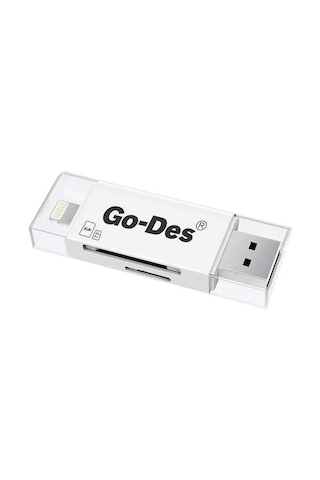Go Des GD-DK102 Lightning & Micro USB Veri Aktarımı SD & Micro SD Kart Okuyucu - ZORE-253401