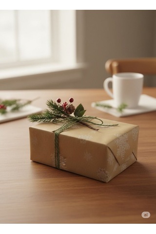 Kraft Hediye Paketleme Kağıdı, Kar Tanesi Desenli Ambalaj & Paket Kağıdı, 70x100 Cm - 10'lu Paket