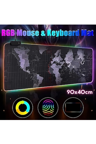 Dalong Dünya Haritalı Led Işıklı Mouse Pad 90x40 Cm