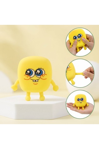 Delux Serisi Sünger Bob Tasarımlı - 12'li Paket Hediyelik Eşya Renkli Set Silikon Figür