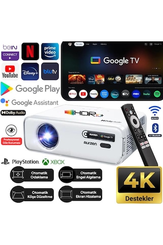 Vankyo Aurzen D1g Android Google Tv 4k Destekli Projeksiyon Cihazı +hdr10+auto Focus+auto Keystone+6g Wifi+6.1bt+dolby Ses Sistemi - Ps5/ps4/xbox