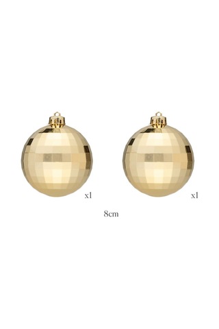 Karaca New Year Yılbaşı 2'li Set Disko Topu Ağaç Süsü Gold 8 cm