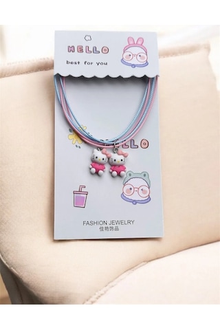 Best Friends Hello Kitty Kolye - 2'li Çift Kolye Seti - Arkadaşlık Kolyesi Çok renkli