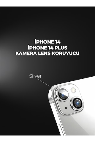 İphone 14/14plus Uyumlu Kamera Lens Koruyucu Silver