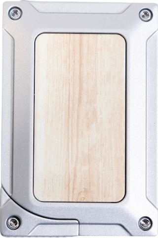 Caseti Tek Torch Pürmüz Gümüş Ahşap Desenli Metal Puro Çakmağı