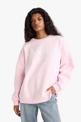 Defacto Oversize Geniş Kalıp Bisiklet Yaka Baskılı Kalın Sweatshirt Kumaşı Sweatshirt F7877ax25aupn648 Pembe