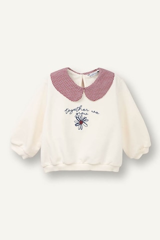 Defacto Regular Fıt Büyük Yaka Floral Kalın Sweatshirt Kumaşı Sweatshirt Kız Bebek G8154a526sper99 Ekru-er99