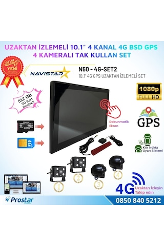 Uzaktan İzlemeli 10 İnç 4 Kanal 4g Gps Bsd Kör Nokta Uyarı Sistemli Ir Led Kameralı Profesyonel Araç Kamera Seti
