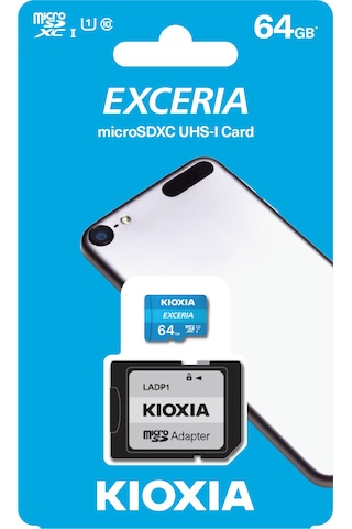 Kioxia Exceria LMEX1L064GG2 64 GB Micro SDXC UHS-I Class 10 Hafıza Kartı + Adaptör