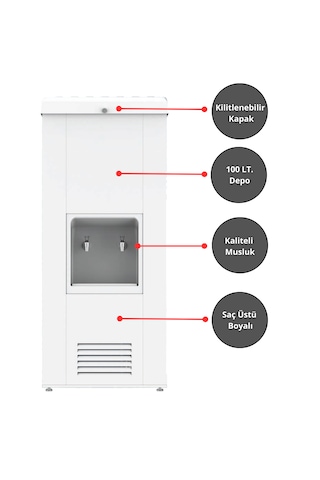 Sanayi Tipi Sebil 100 Lt. Soğutmalı Arıtmalı Beyaz Boyalı